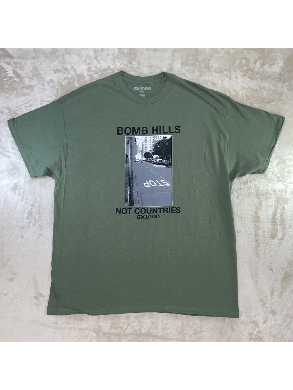 GX1000 Bomb Hills Not Countries T-Shirt Military Green Mens Size XL